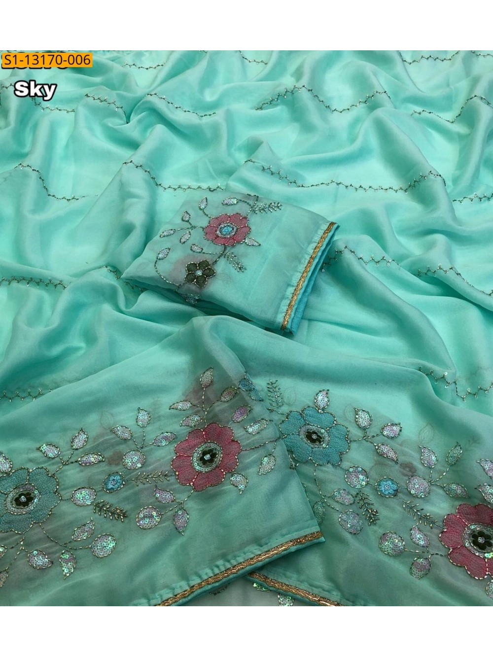 Star Georgette Embroidery Sarees