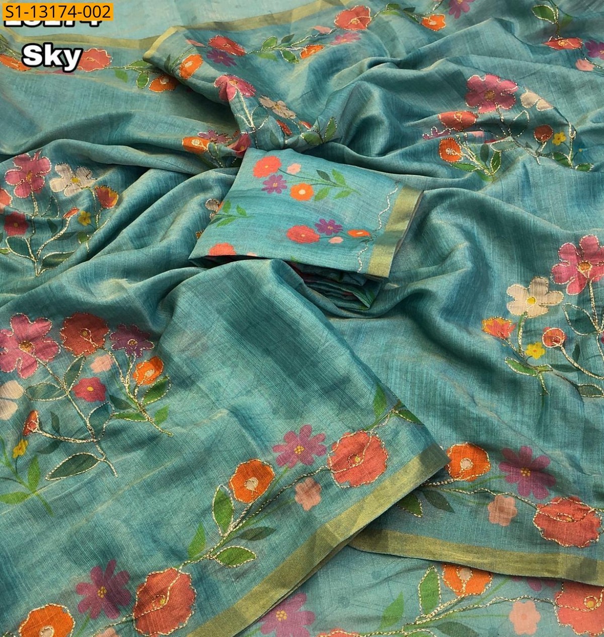 Sky Erode Tissue Silk Saree