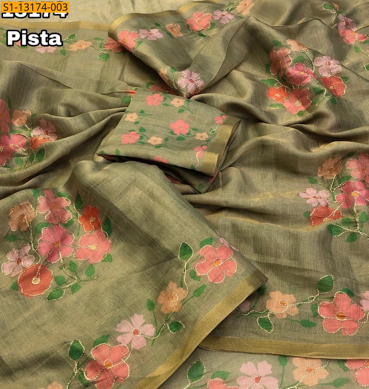 Pista Erode Tissue Silk Saree