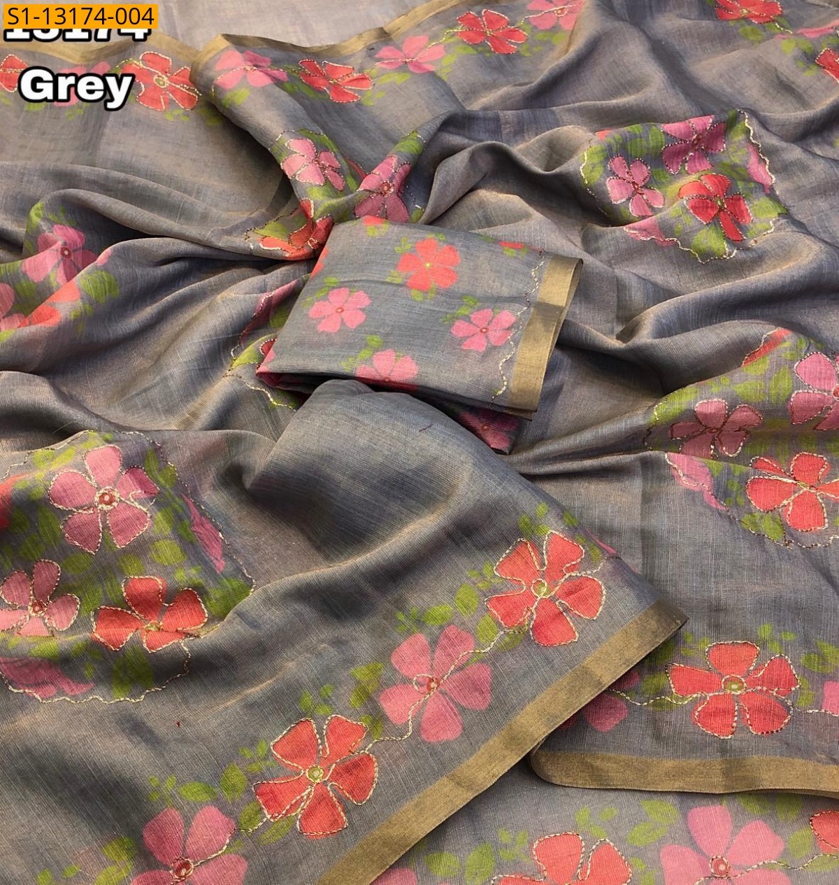 Gray Erode Tissue Silk Saree