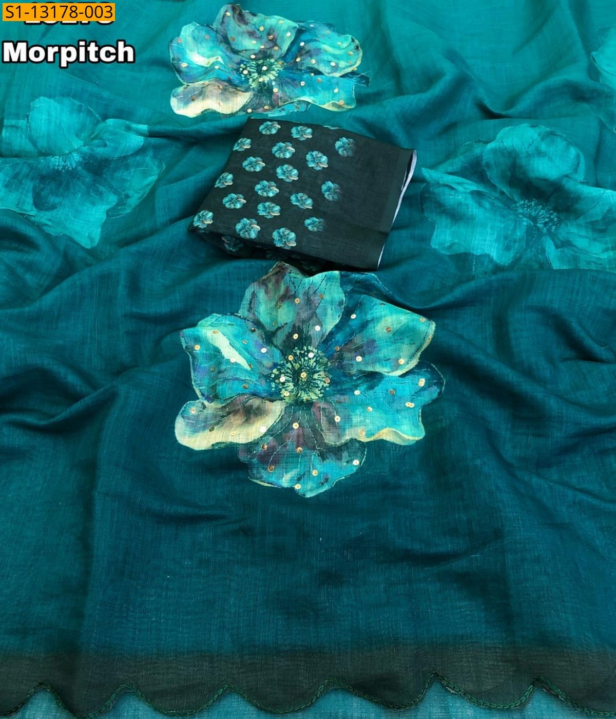 Morpitch Soft Linen Saree