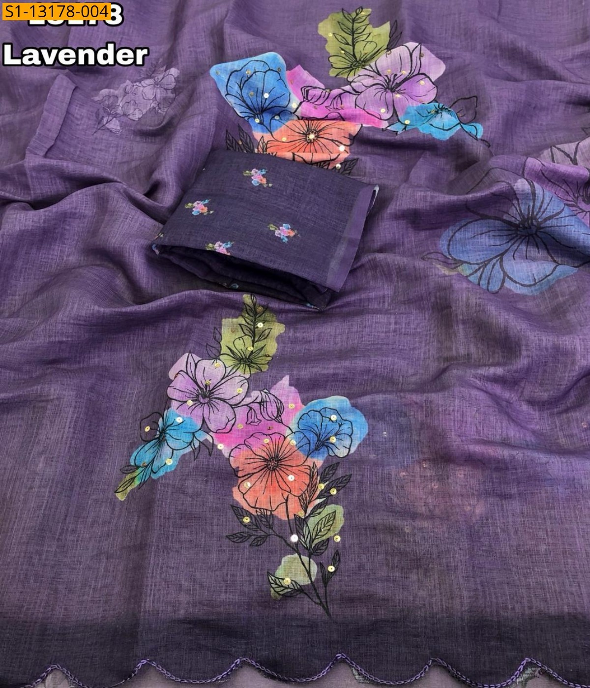 Lavender Soft Linen Saree