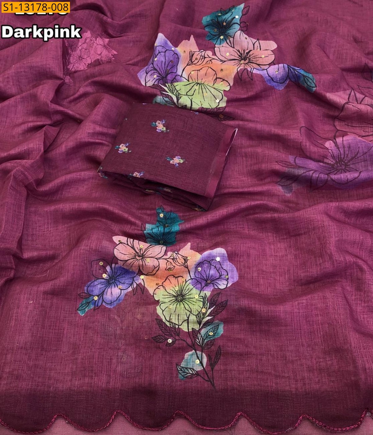 Dark Pink Soft Linen Saree