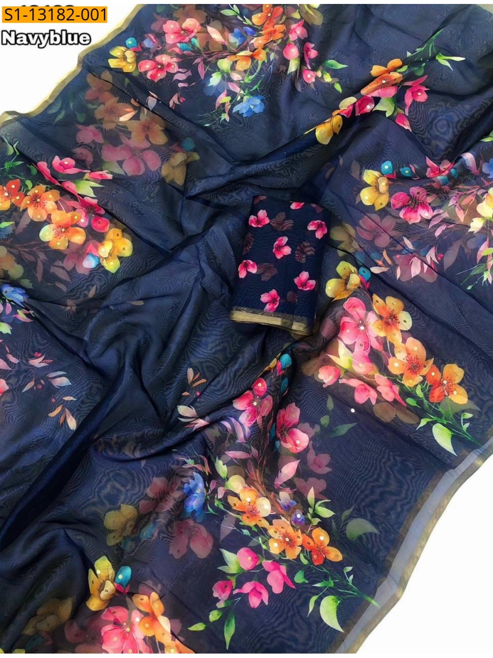 Fancy organza printed sarees