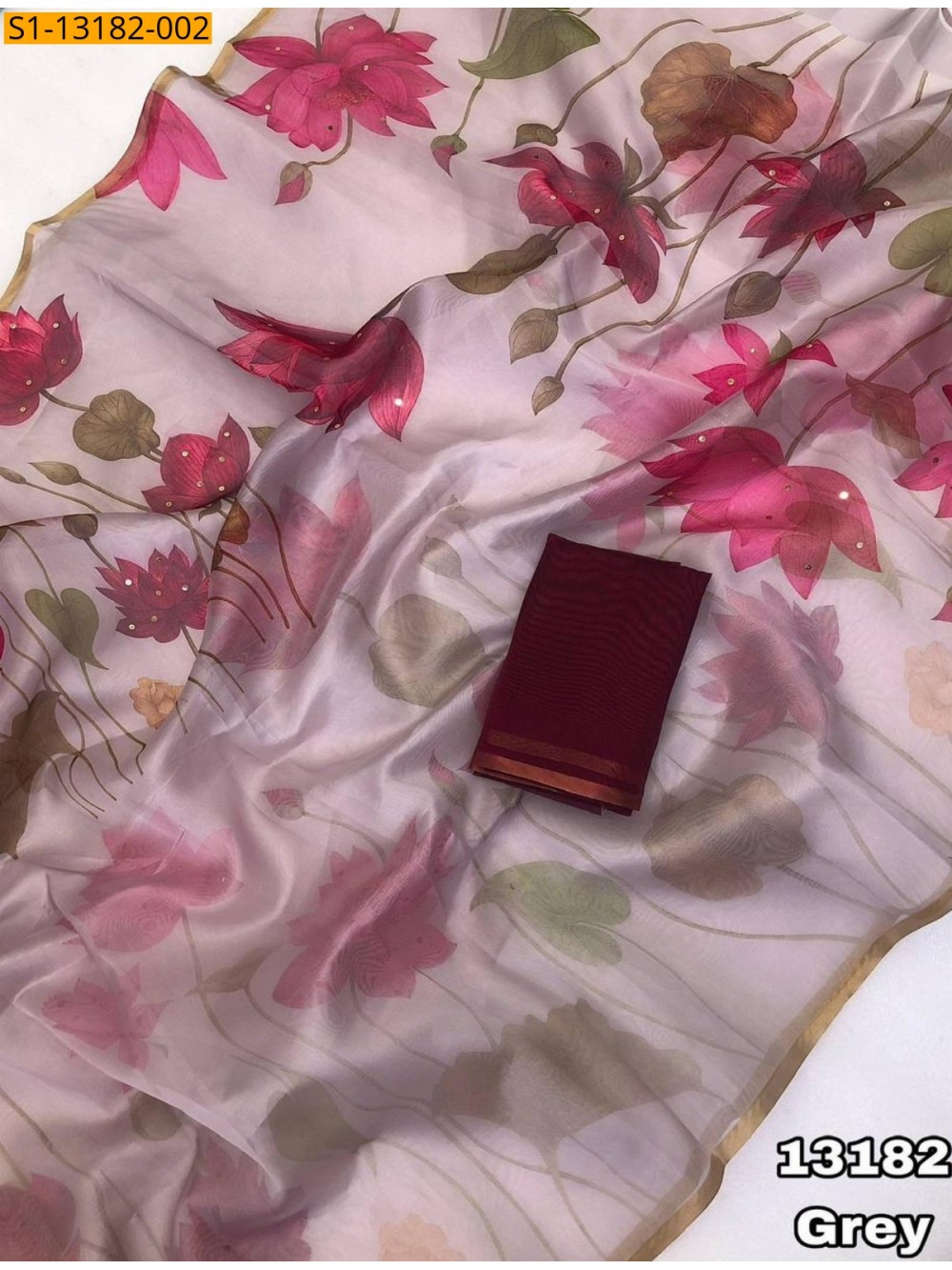 Fancy organza printed sarees