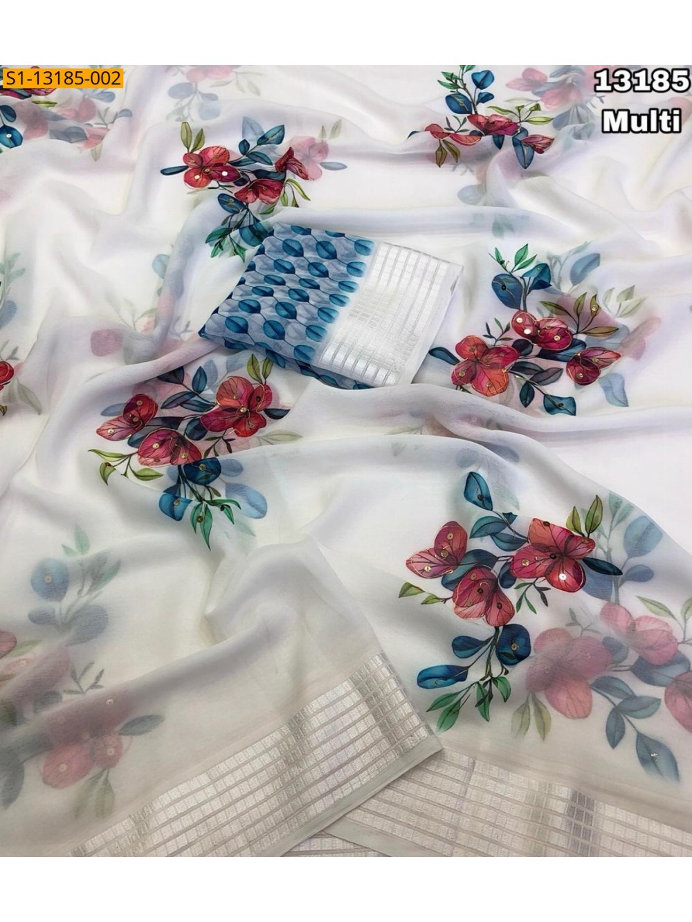 Fancy Chiffon floral printed Saree