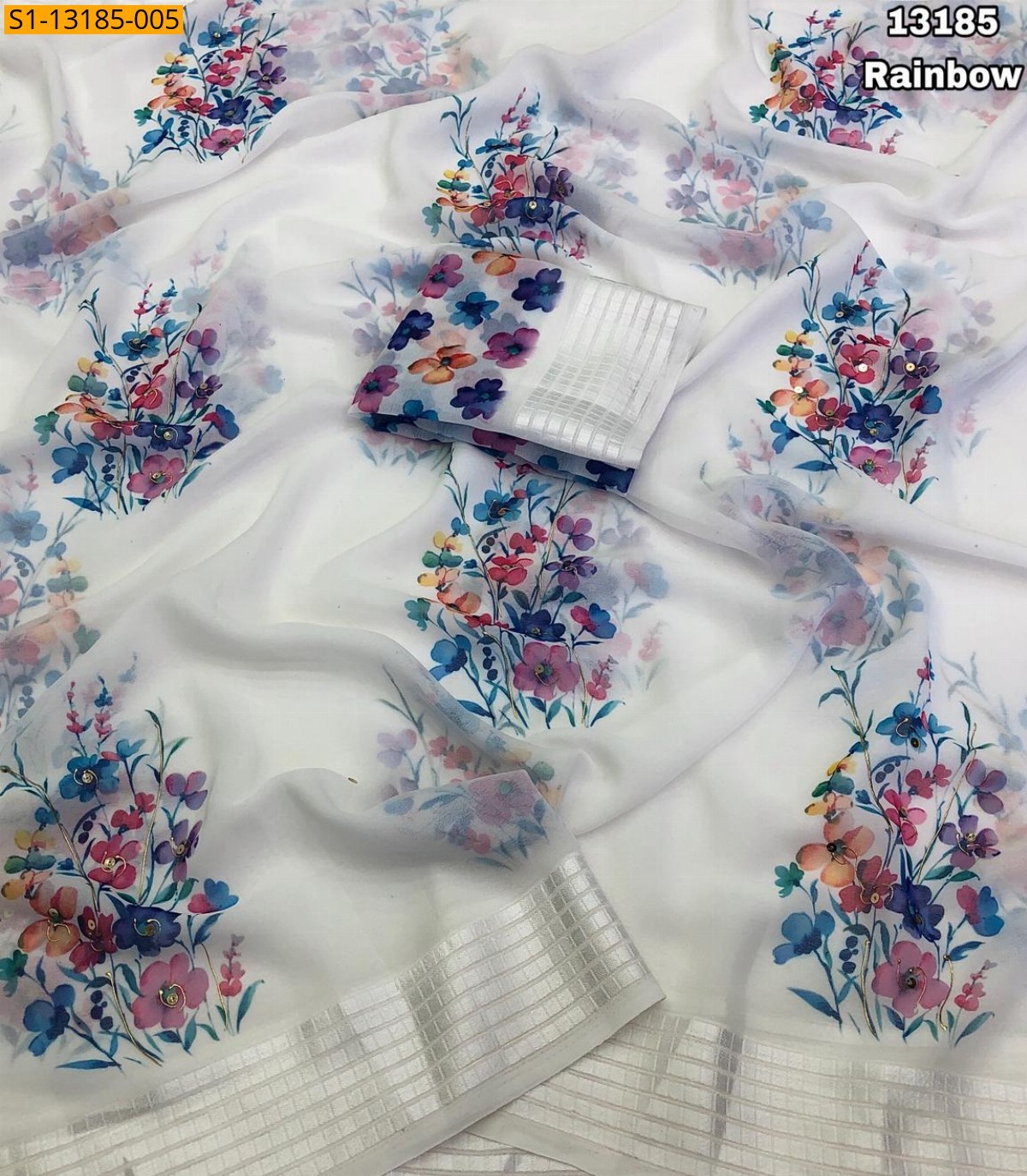 Rainbow Fancy Chiffon floral printed Saree