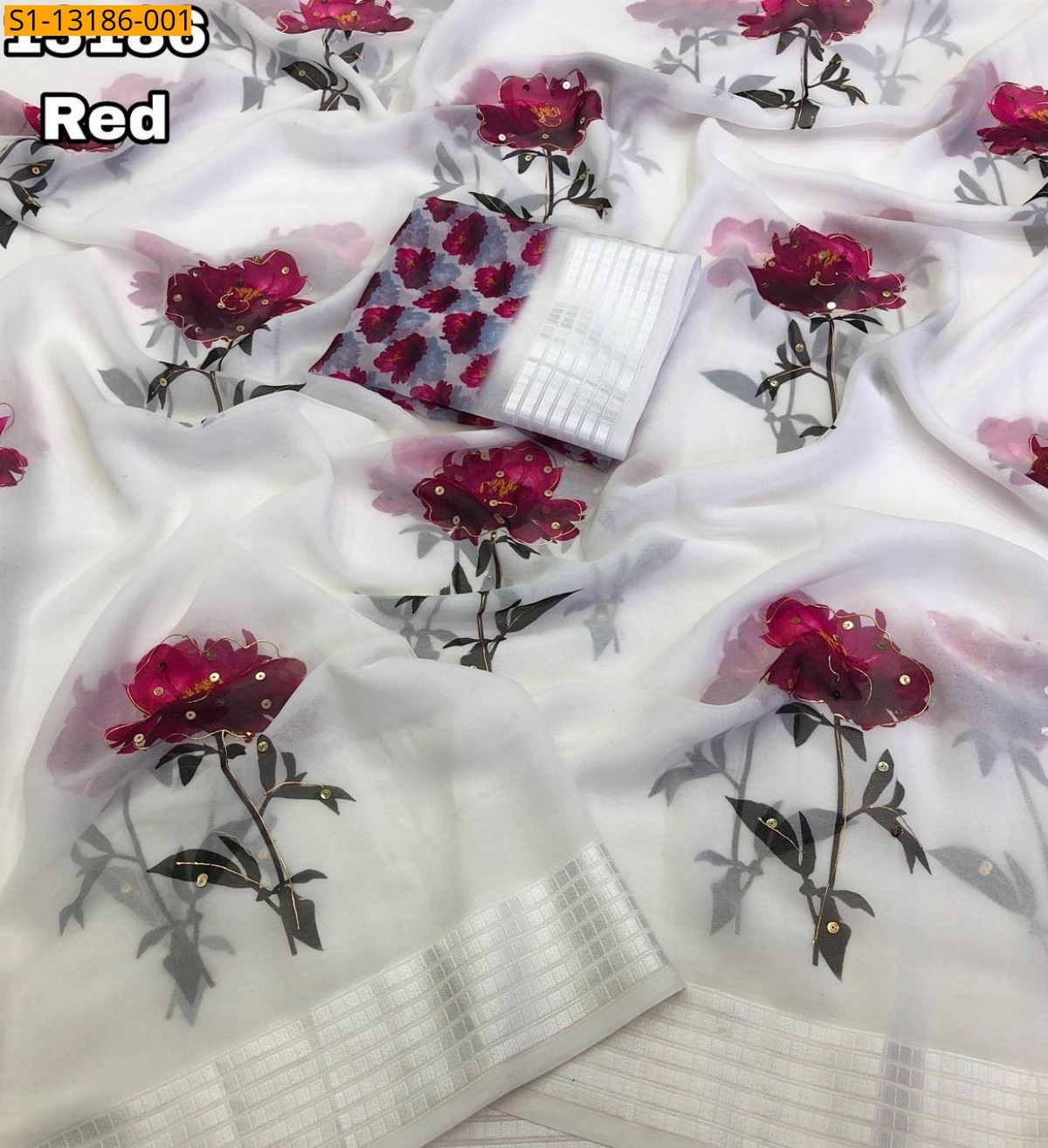 Red Soft Weightless Chiffon Saree