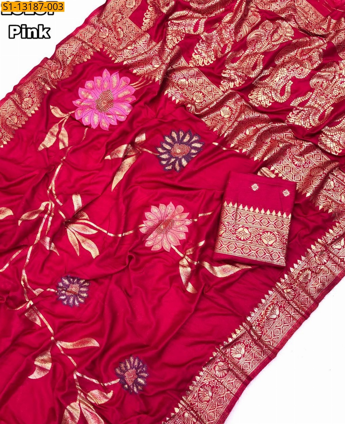 Pink Soft Viscose Hand Dyed Saree