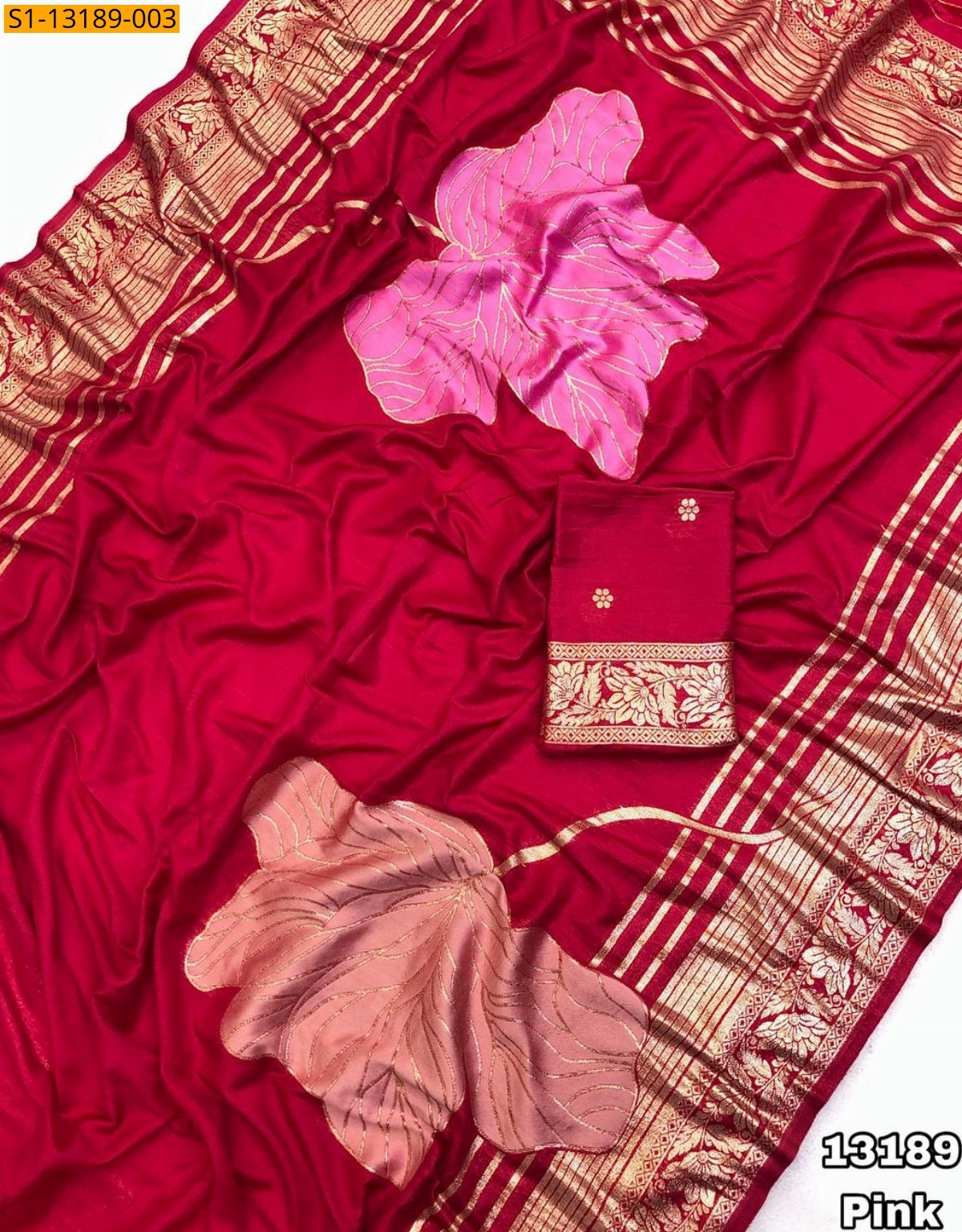 Pink Soft Viscos Hand Dyed Saree