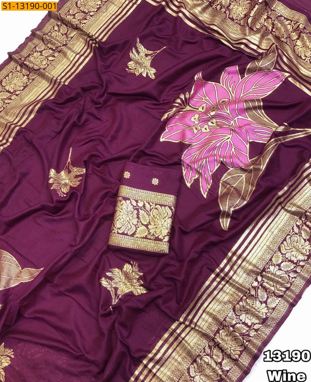 Wine Soft Viscose Hand Dyed Saree