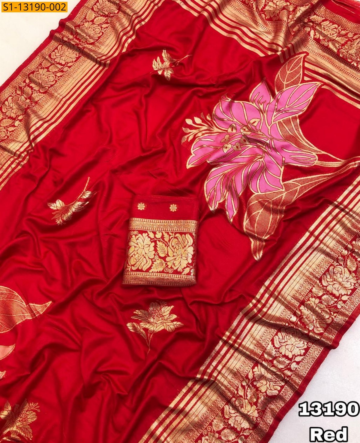 Red Soft Viscose Hand Dyed Saree