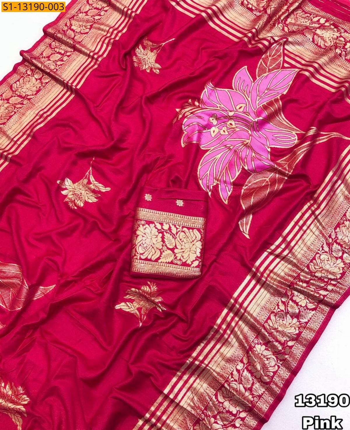 Pink Soft Viscose Hand Dyed Saree