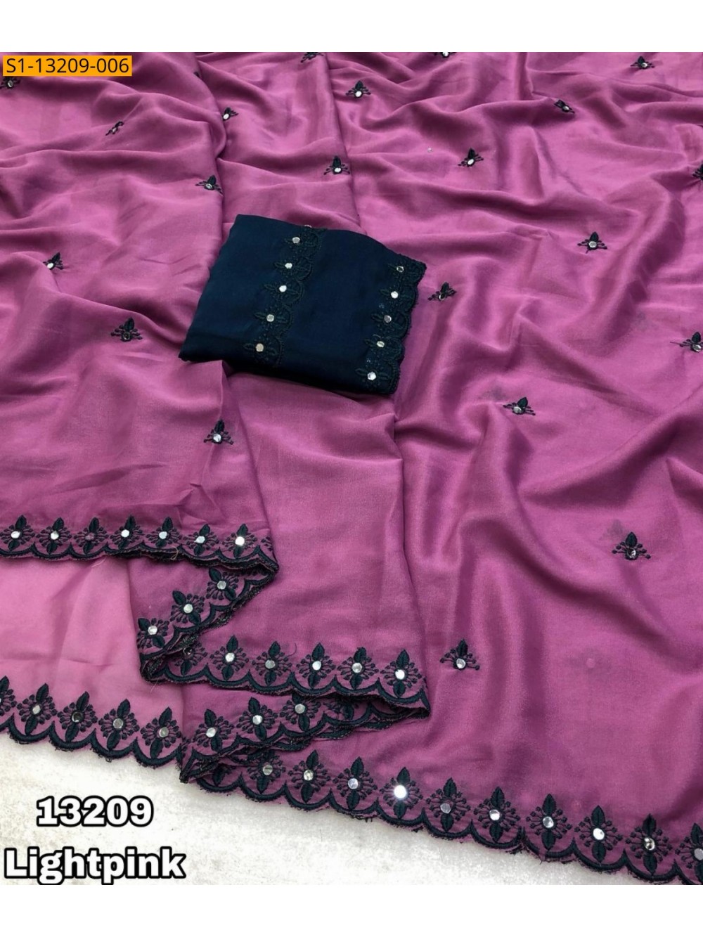 Fancy Georgette Embroidery Saree