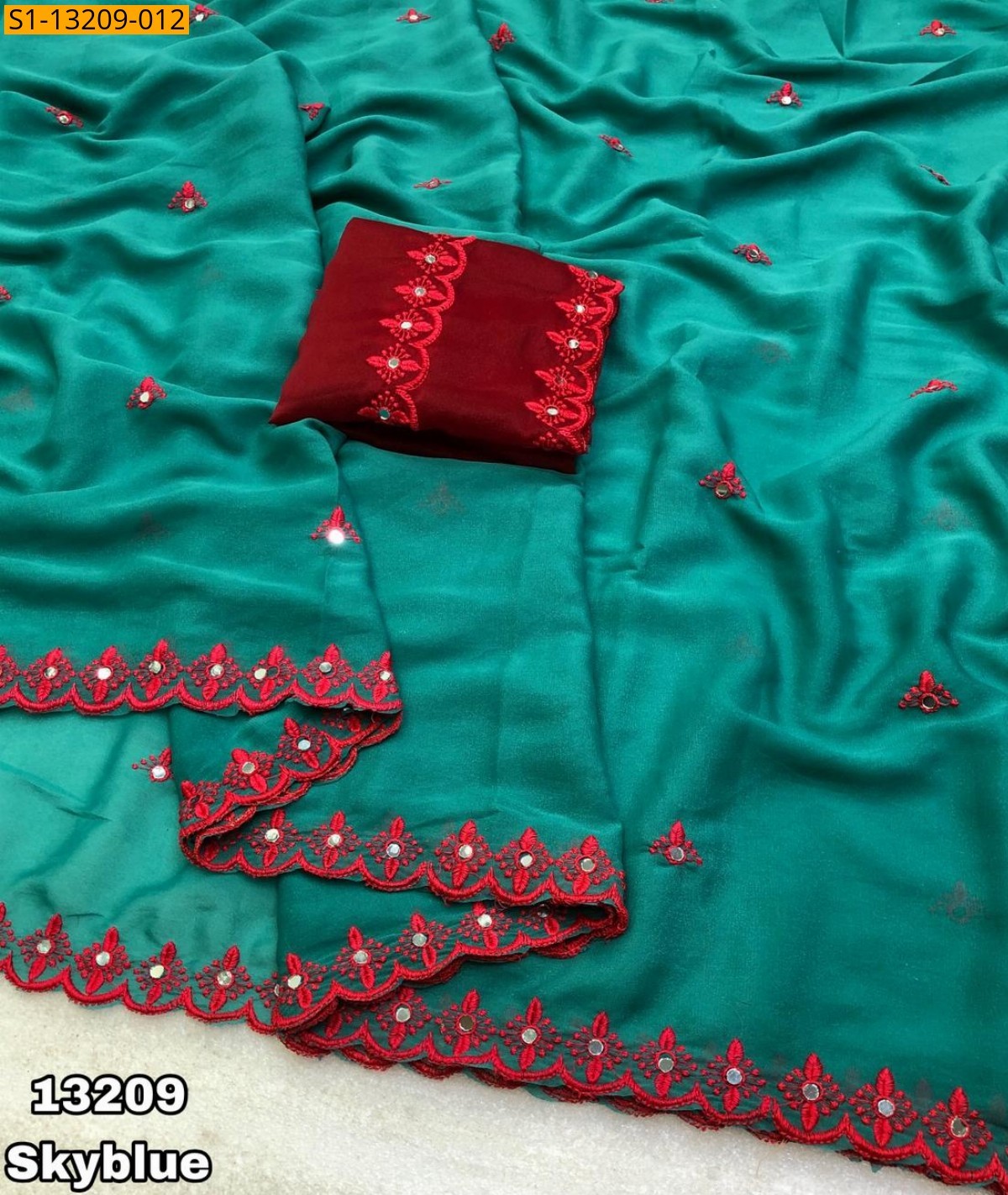 Fancy Georgette Embroidery Saree