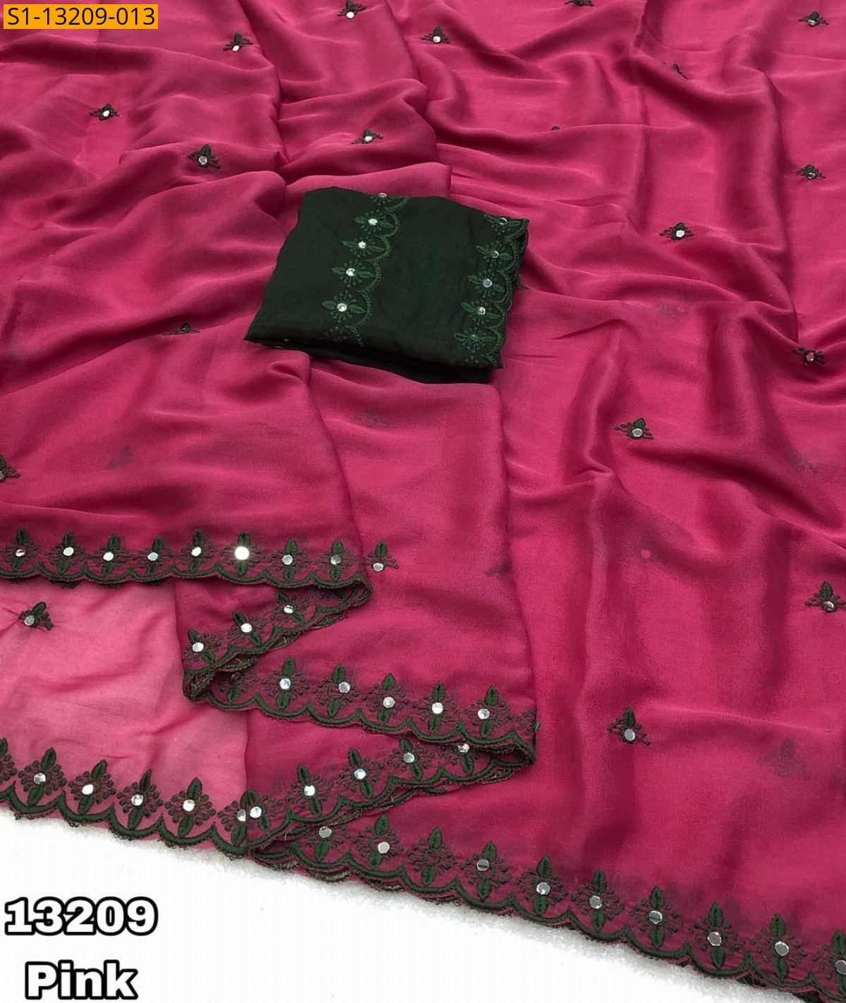 Pink Fancy Georgette Embroidery Saree