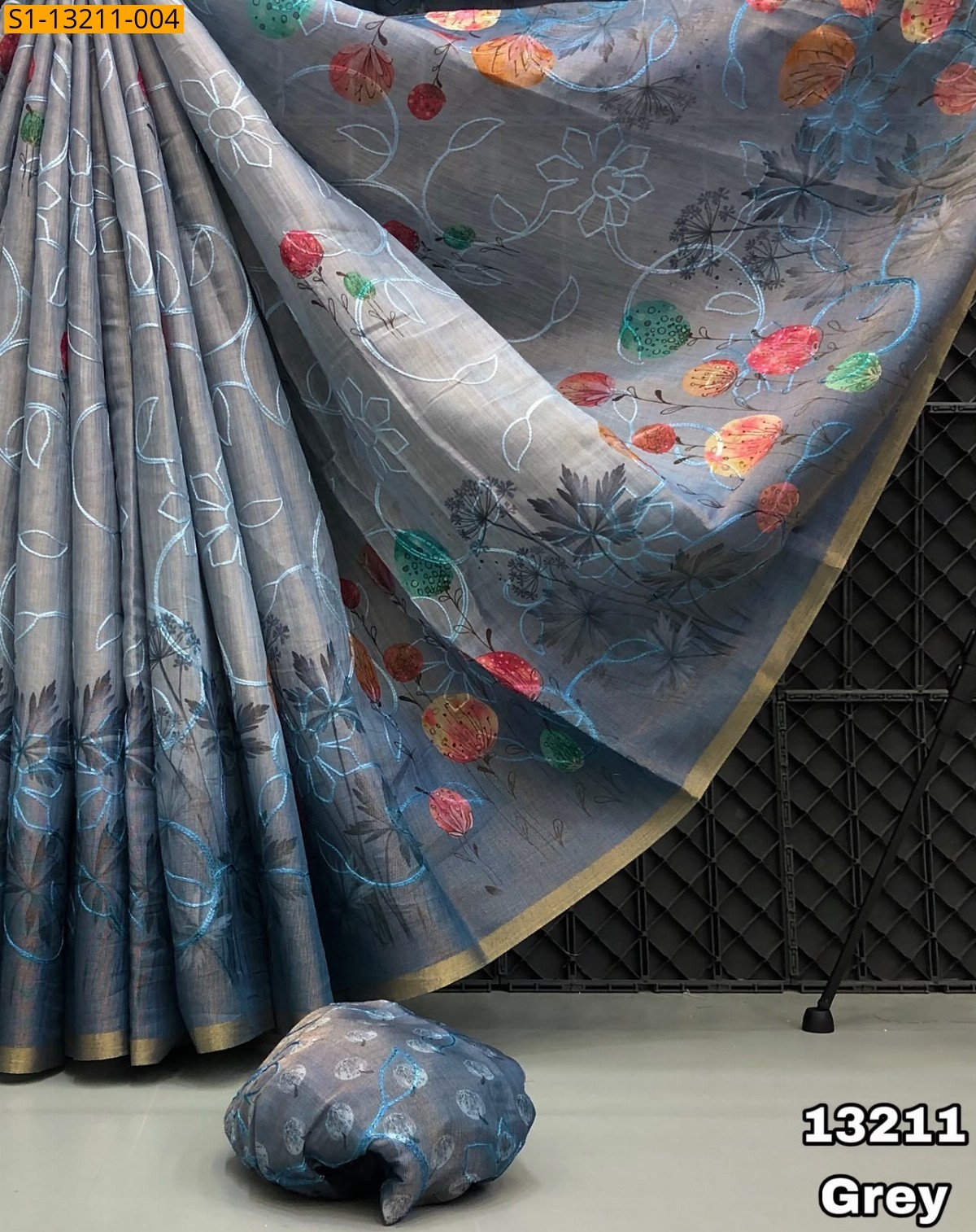 Grey Fancy Erode Silk Sarees