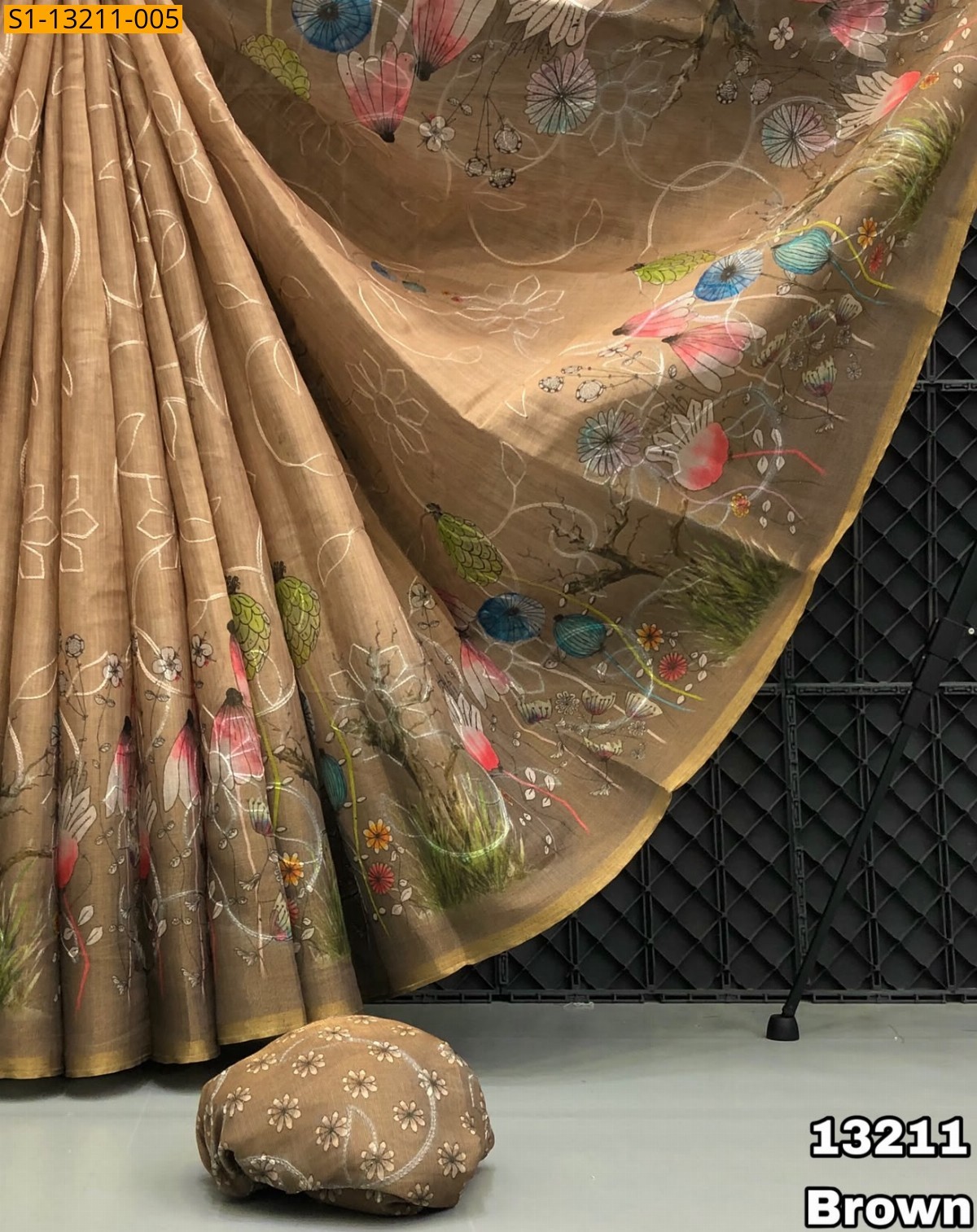 Brown Fancy Erode Silk Sarees