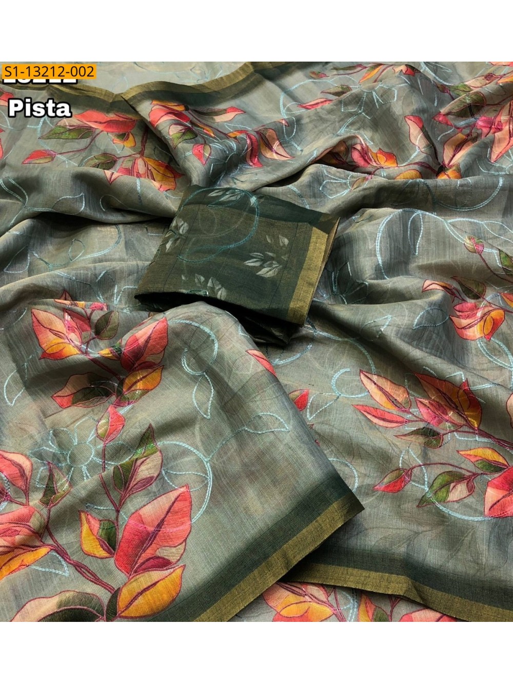 Fancy Erode Silk Floral Digital Print Saree