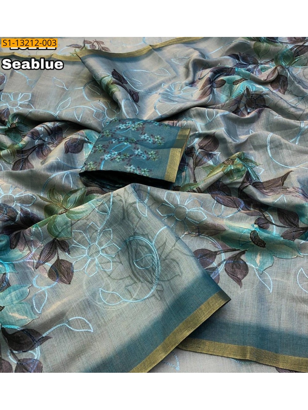 Fancy Erode Silk Floral Digital Print Saree