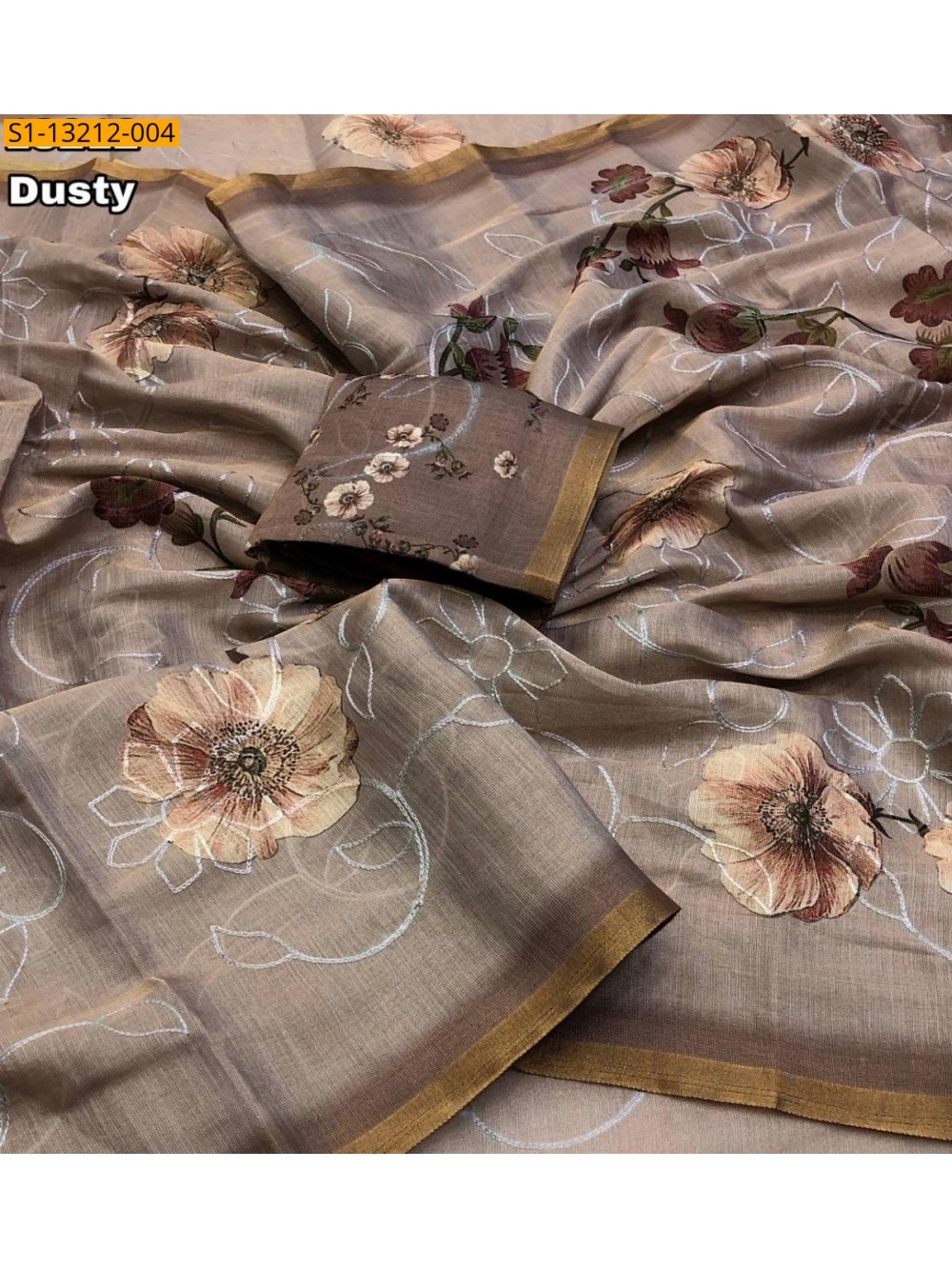 Fancy Erode Silk Floral Digital Print Saree
