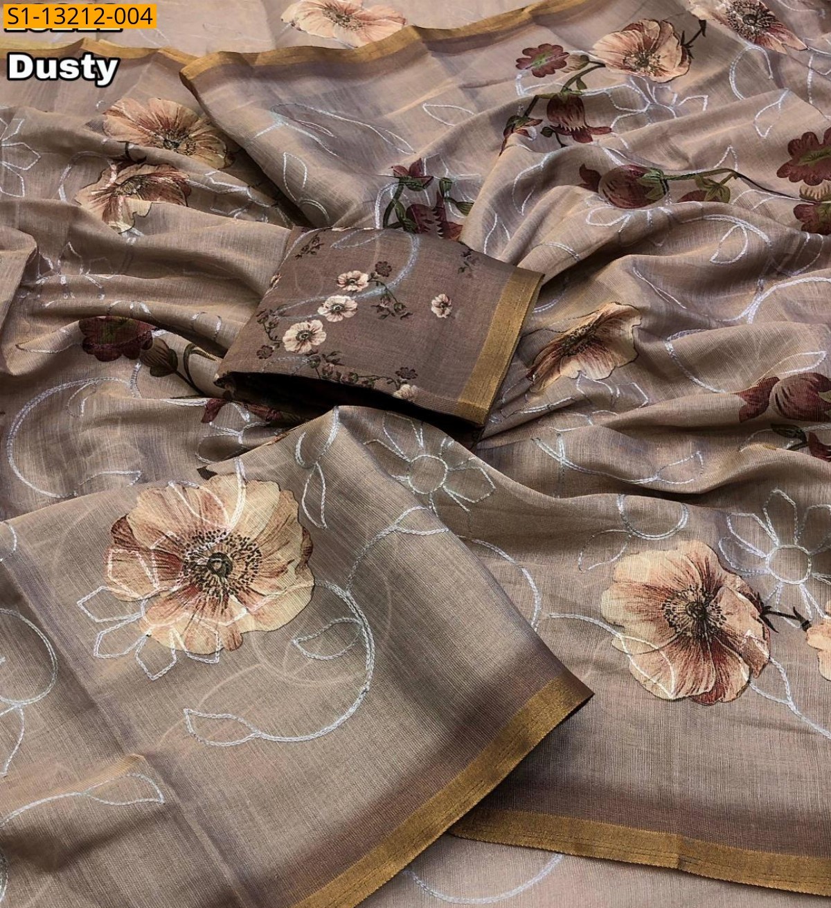 Dusty Fancy Erode Silk Floral Digital Print Saree