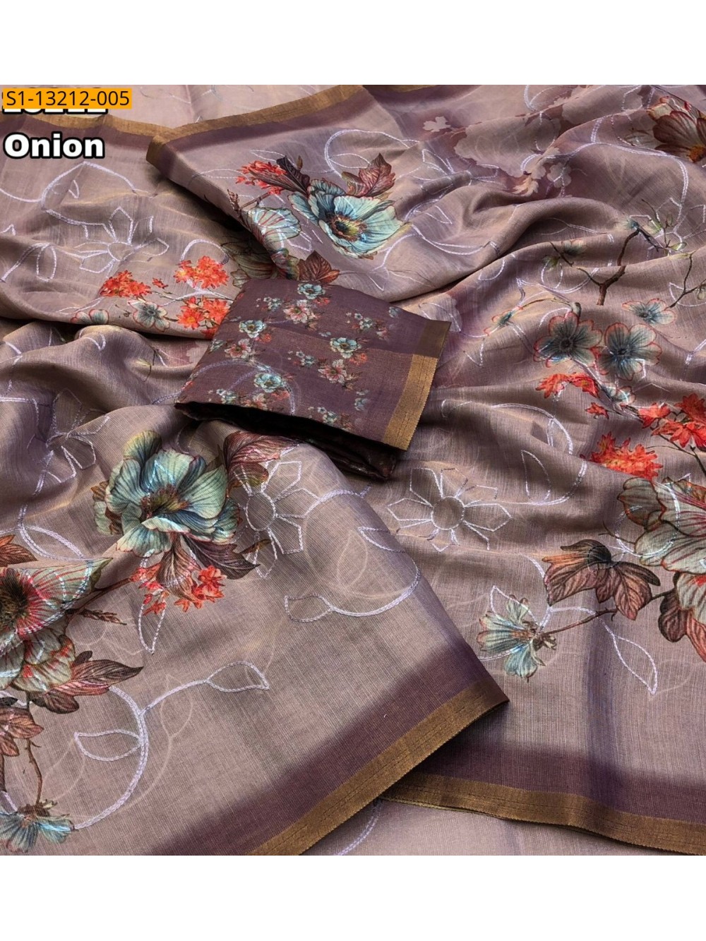 Fancy Erode Silk Floral Digital Print Saree
