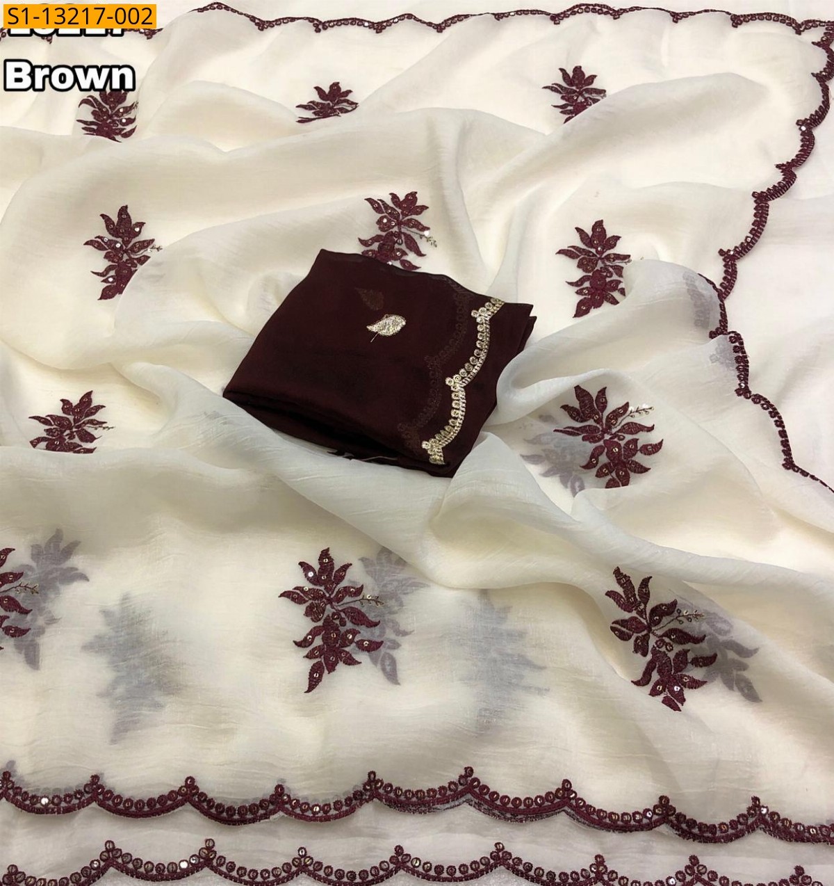 Brown Fancy Crunchy Crush Saree