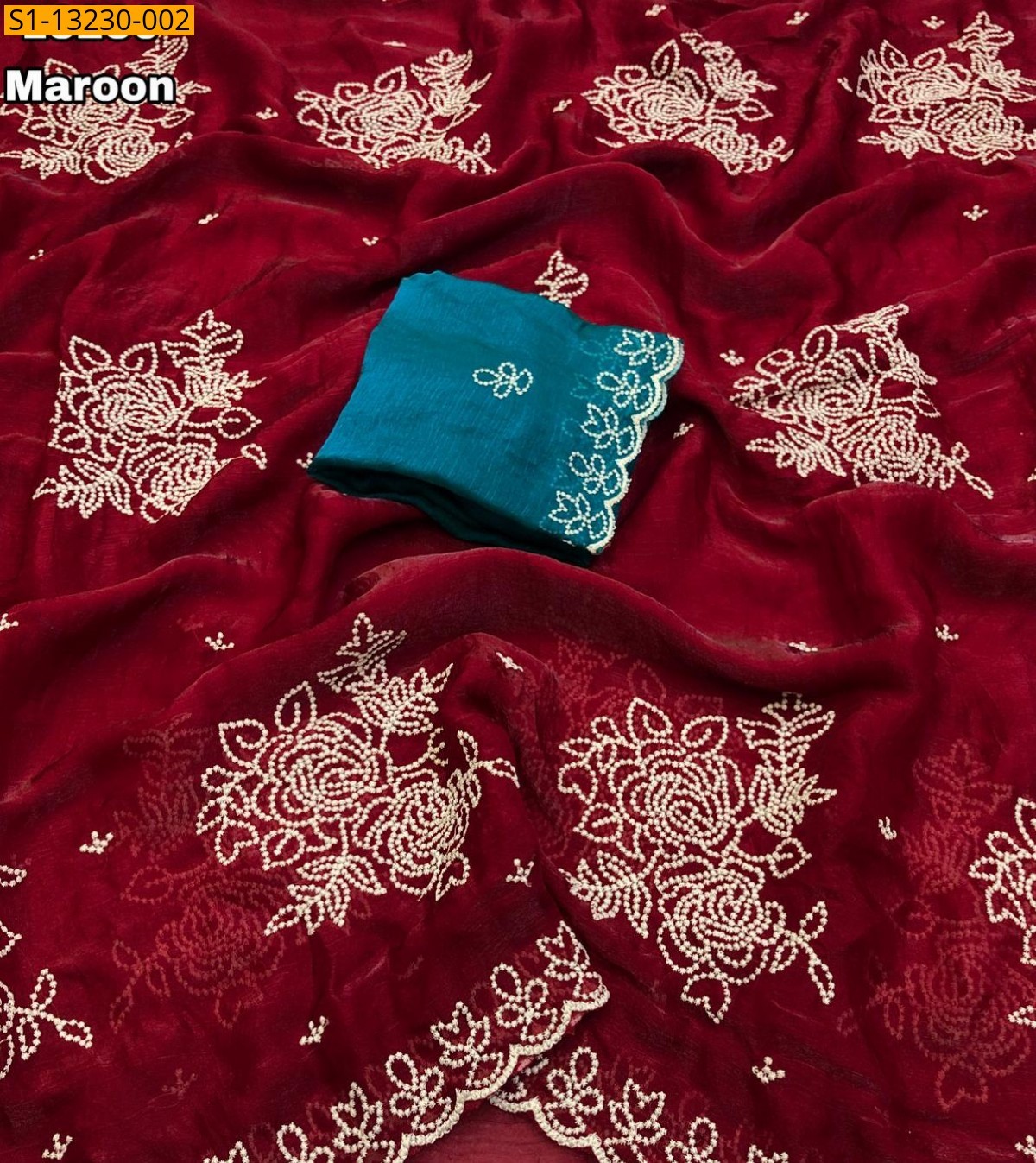 Maroon Fancy Fendy Chiffon Saree