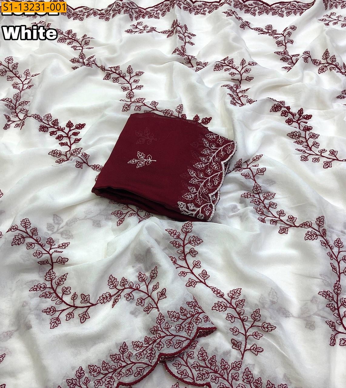 White Fancy Rangoli crush Saree
