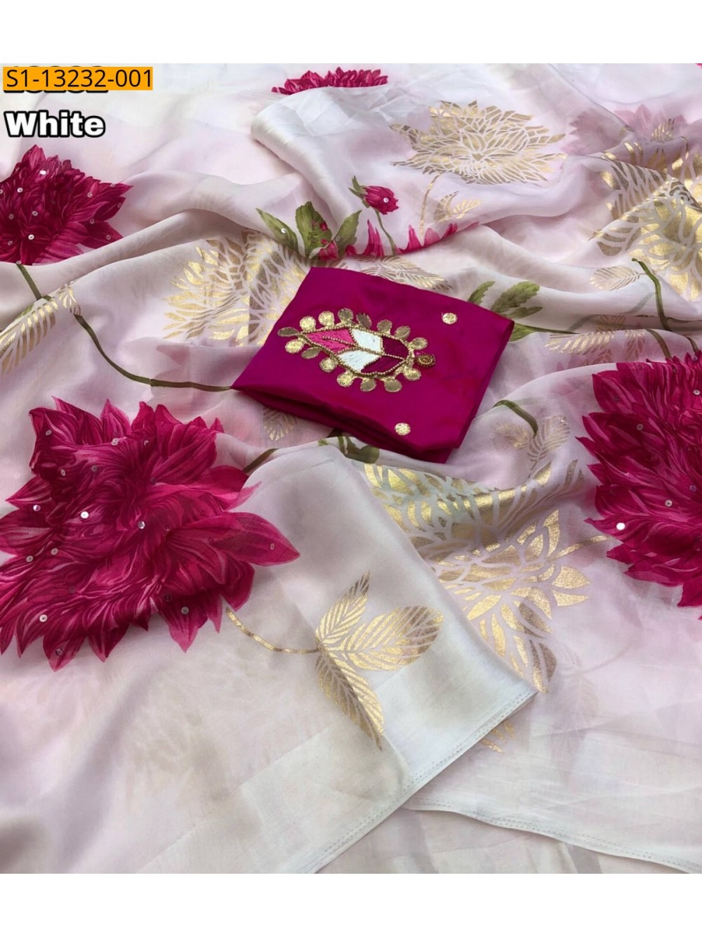 White Fancy Kora Organza Saree White Fancy Kora Organza Saree