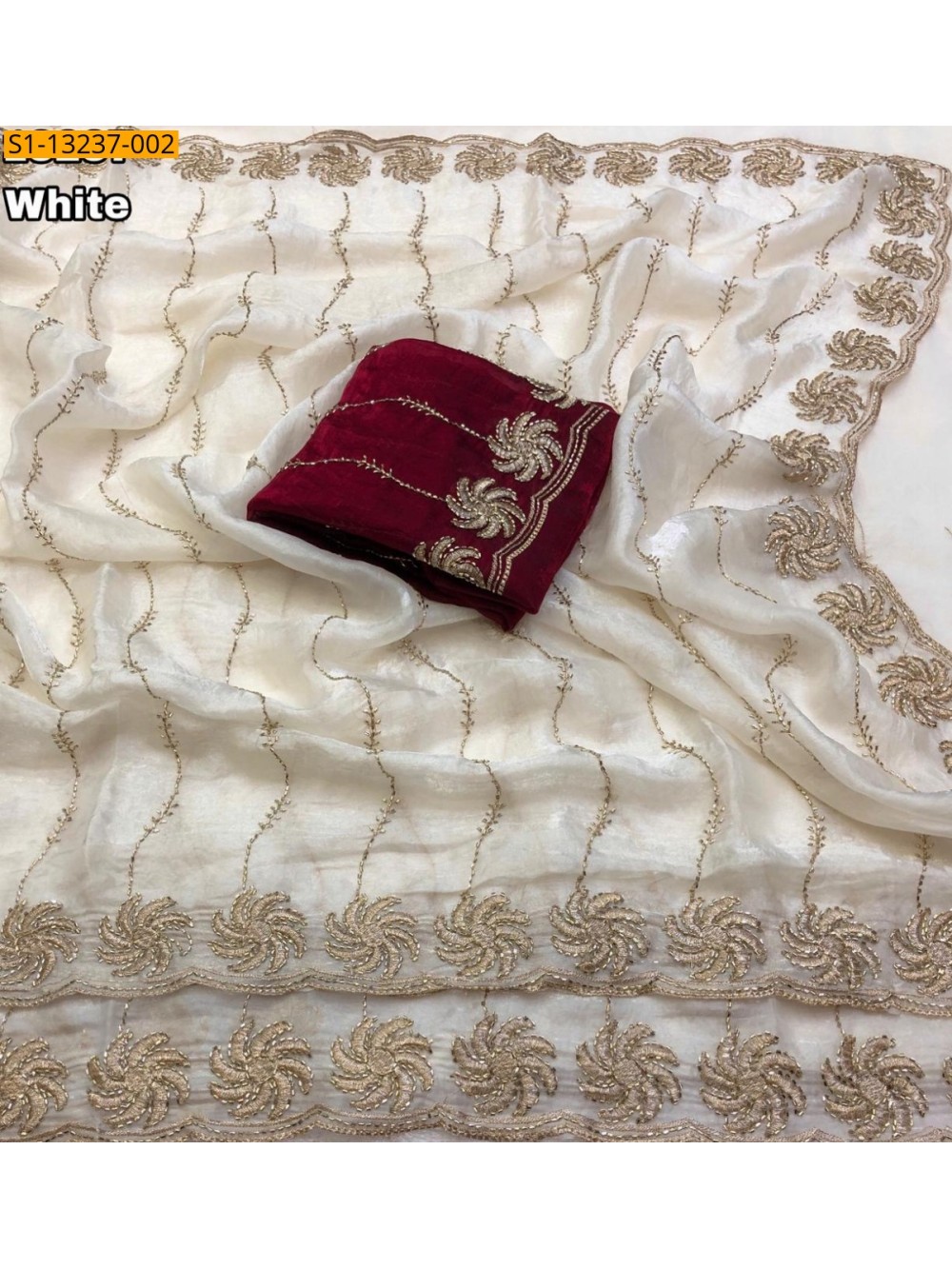 Fancy Soft Space Silk Embroidery  Saree