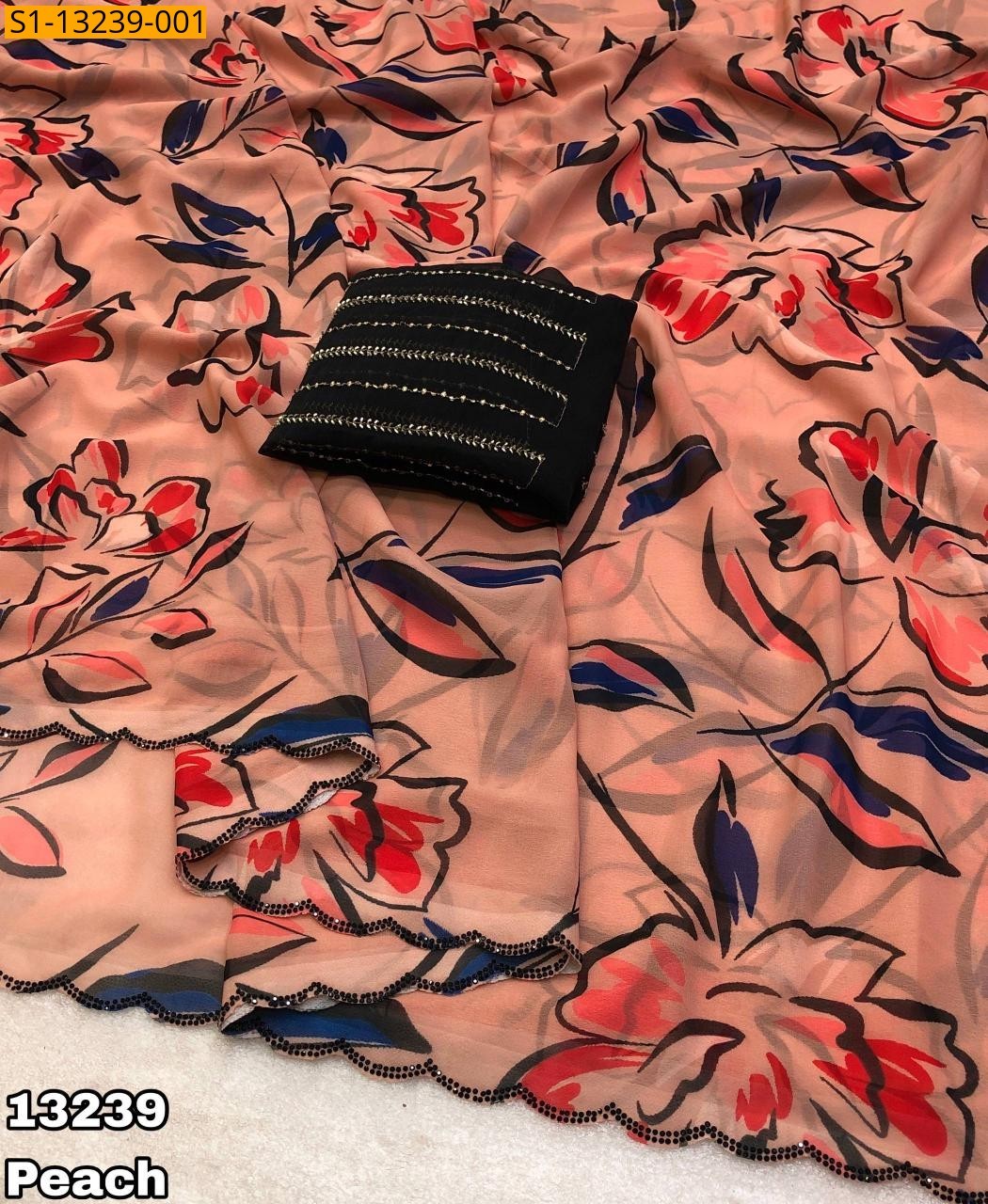 Fancy Soft Weightless Chiffon Saree - Peach