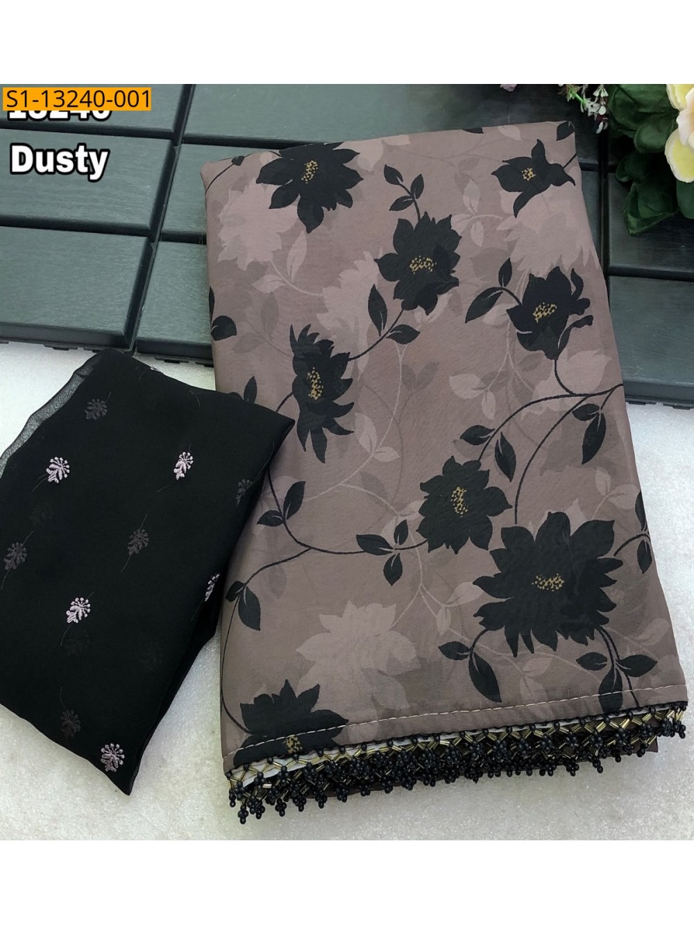 Dusty Fancy Chiffon Saree Dusty Fancy Chiffon Saree