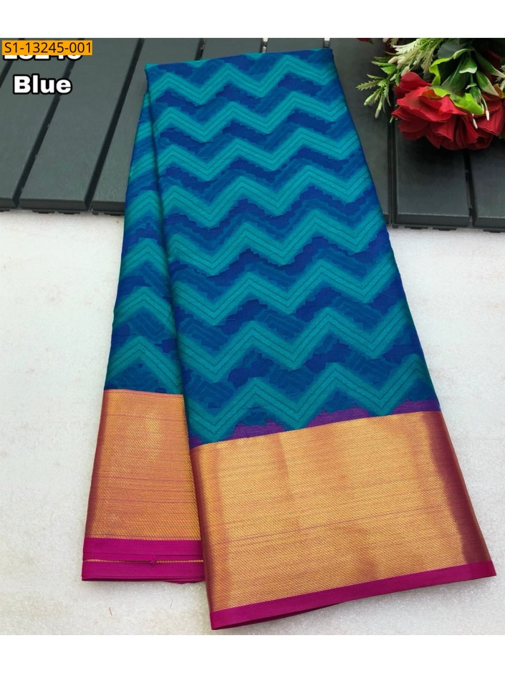 Blue Fancy Muslin Silk Saree Blue Fancy Muslin Silk Saree