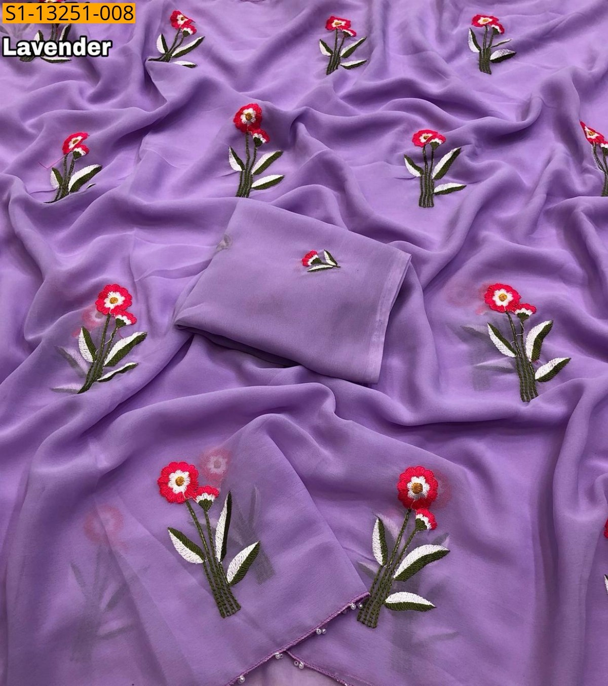 Lavender Fancy Faux Georgette Saree