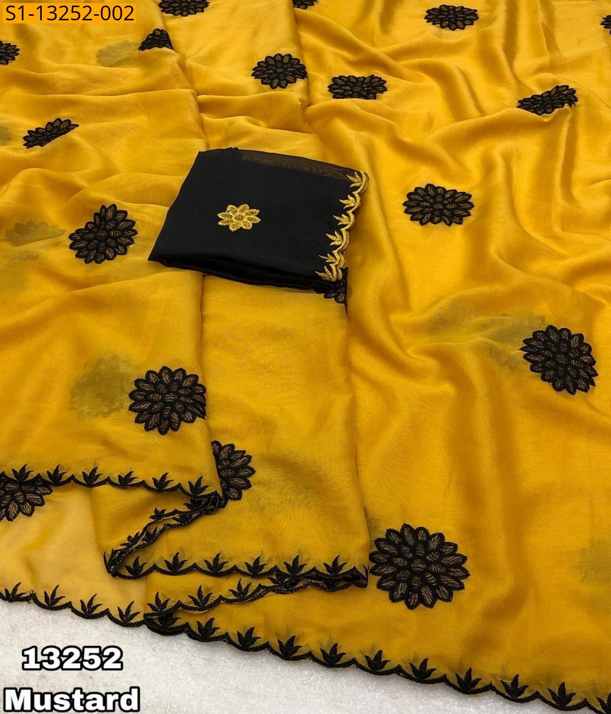 Mustard Fancy Star georgette Saree