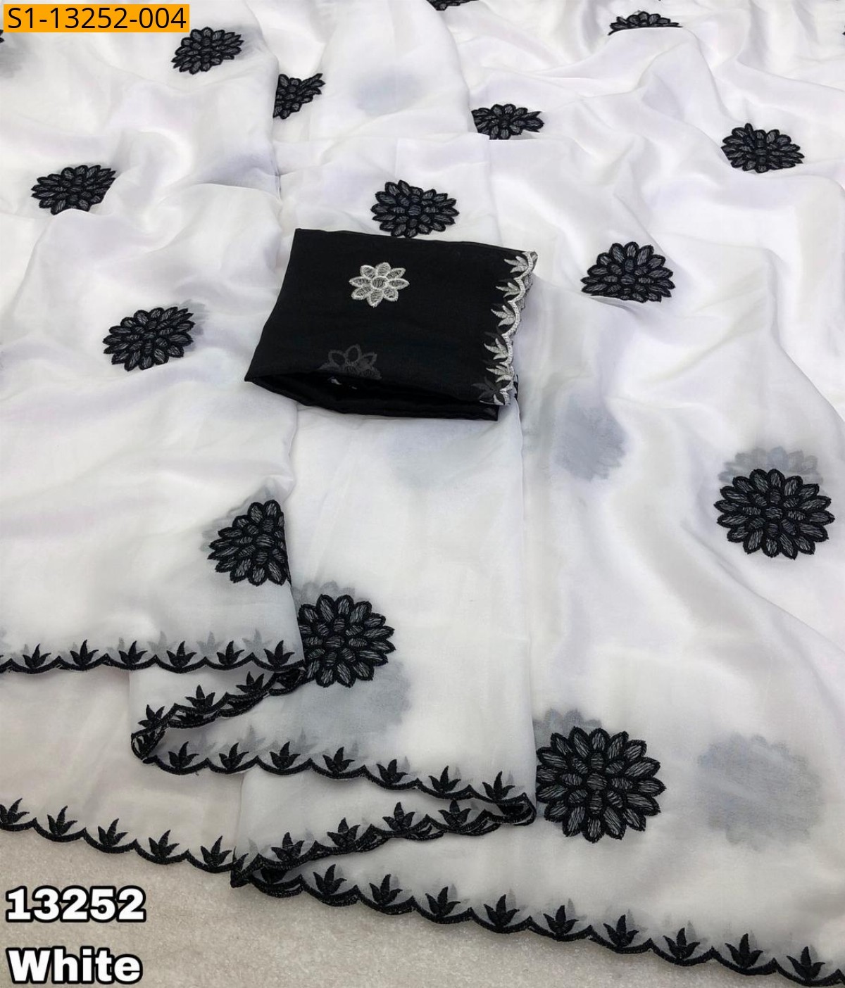 White Fancy Star georgette Saree