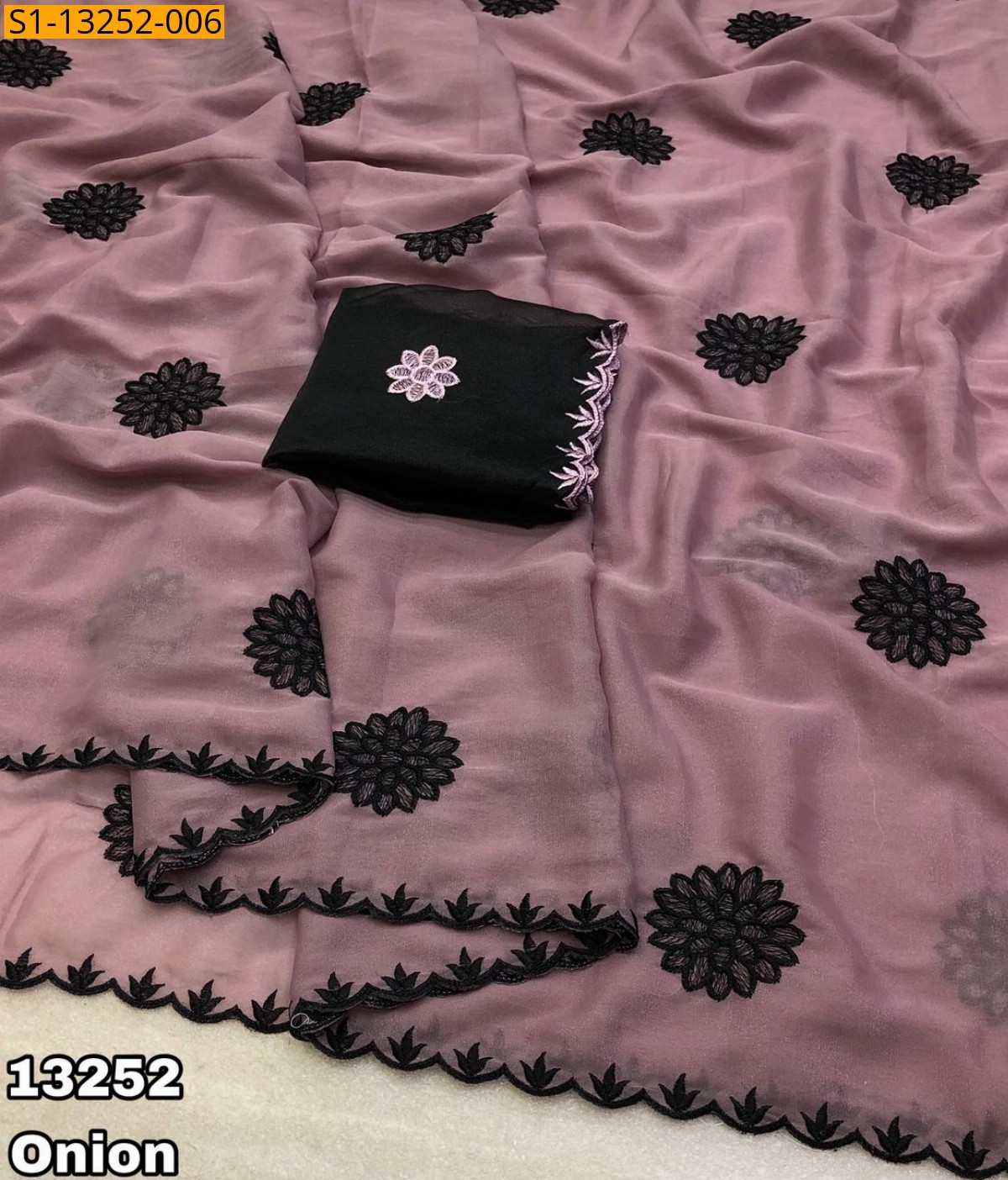 Onion Fancy Star georgette Saree