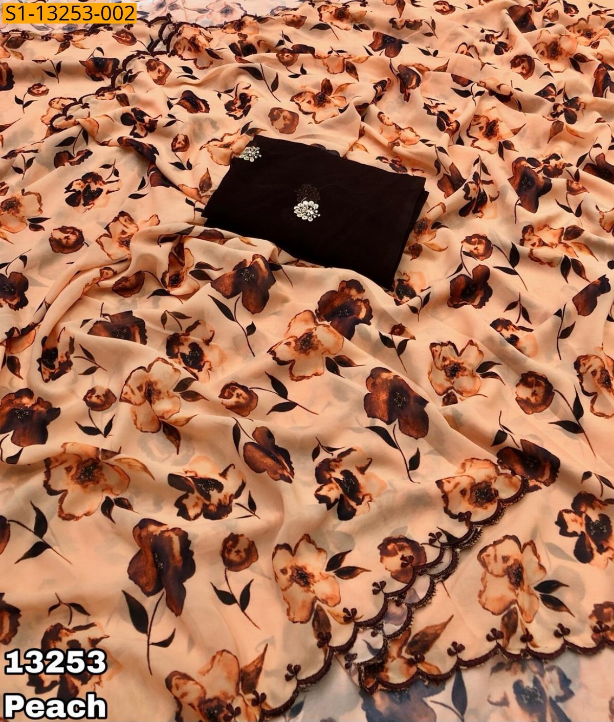 Peach Fancy chiffon Printed Saree