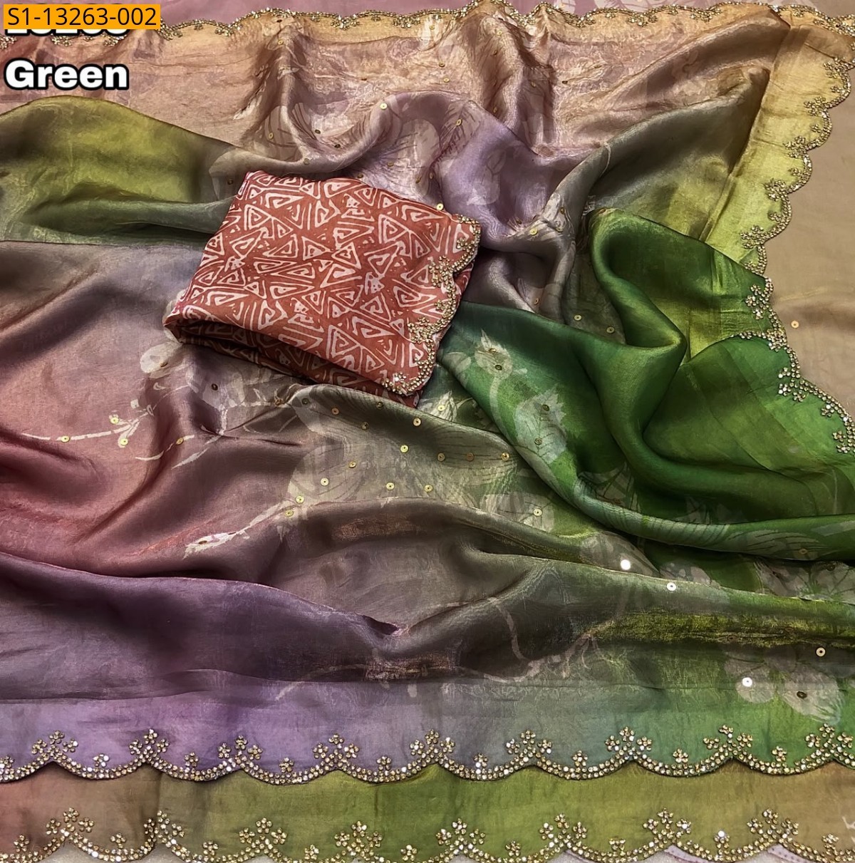 Green Fancy Soft And Smooth Space Silk  Saree