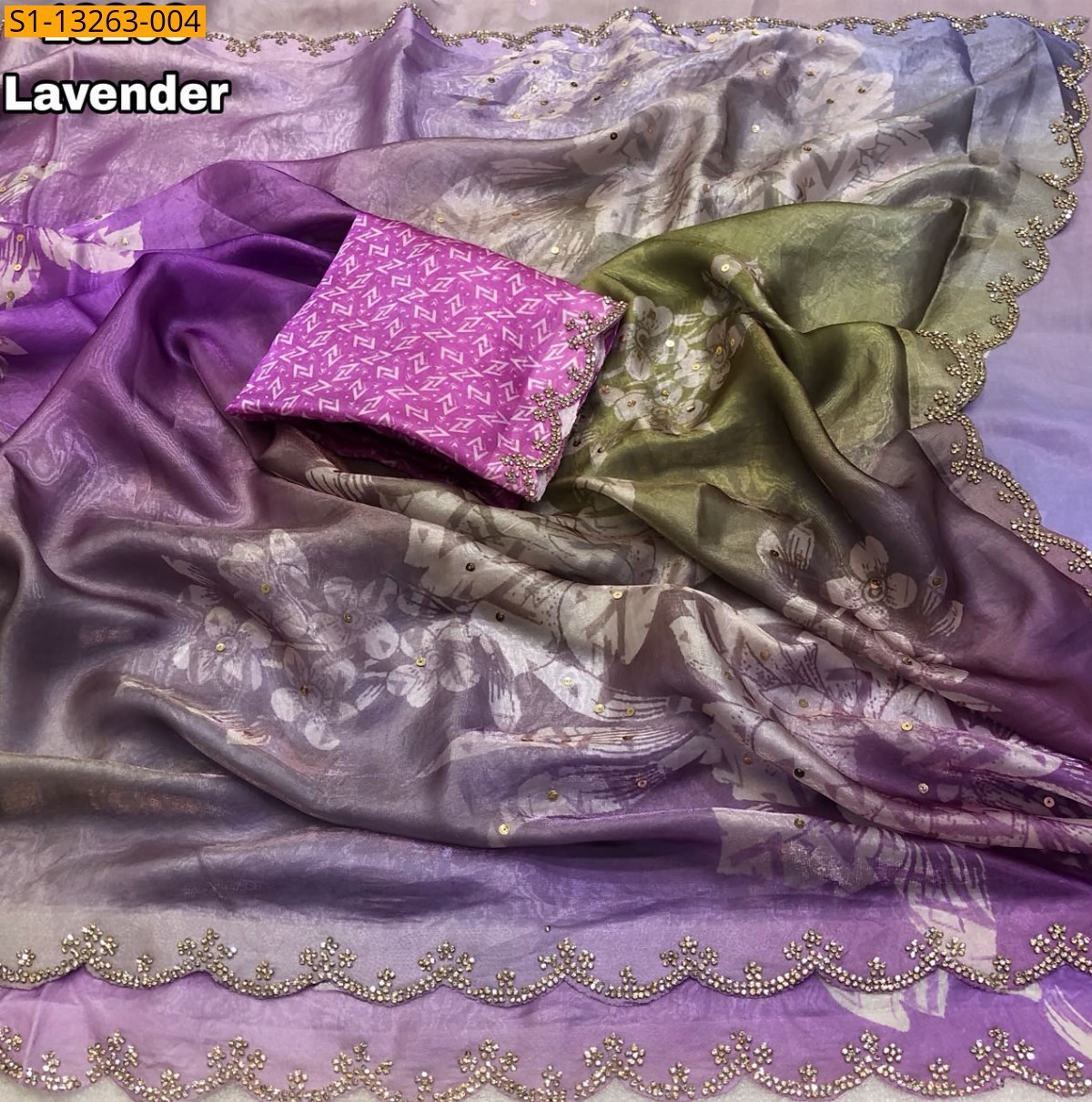 Lavender Fancy Soft And Smooth Space Silk  Saree