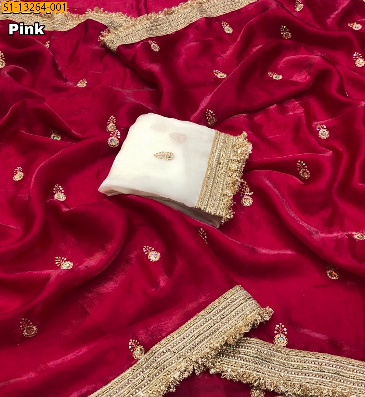 Pink Fancy Soft and Smooth Space Silk Saree