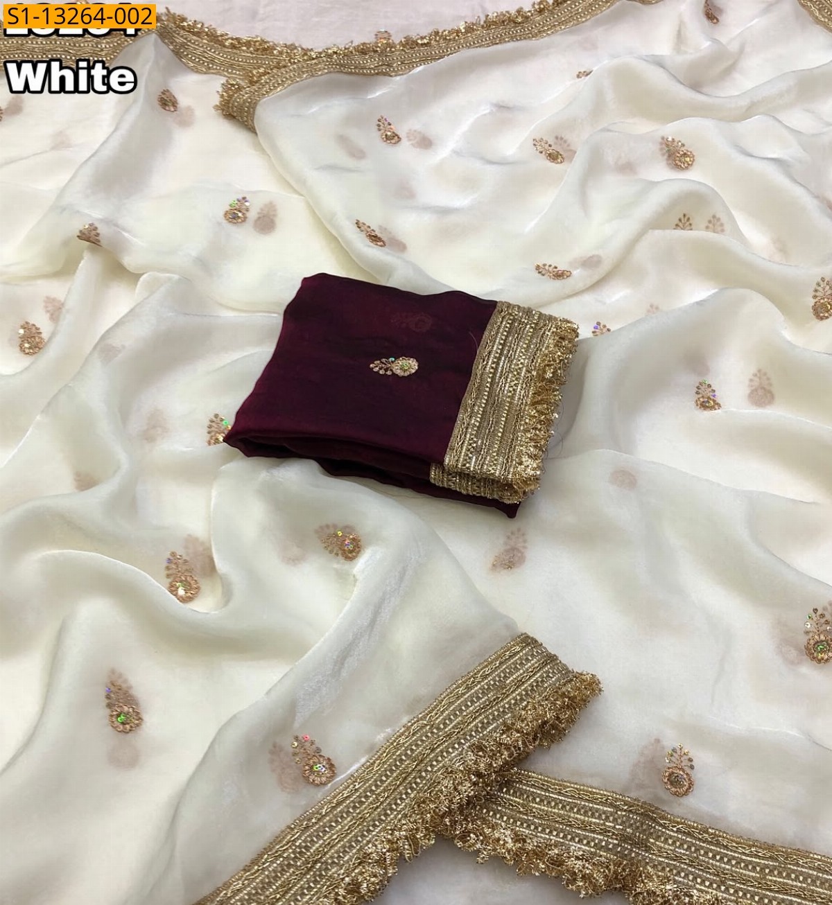 White Fancy Soft and Smooth Space Silk Saree