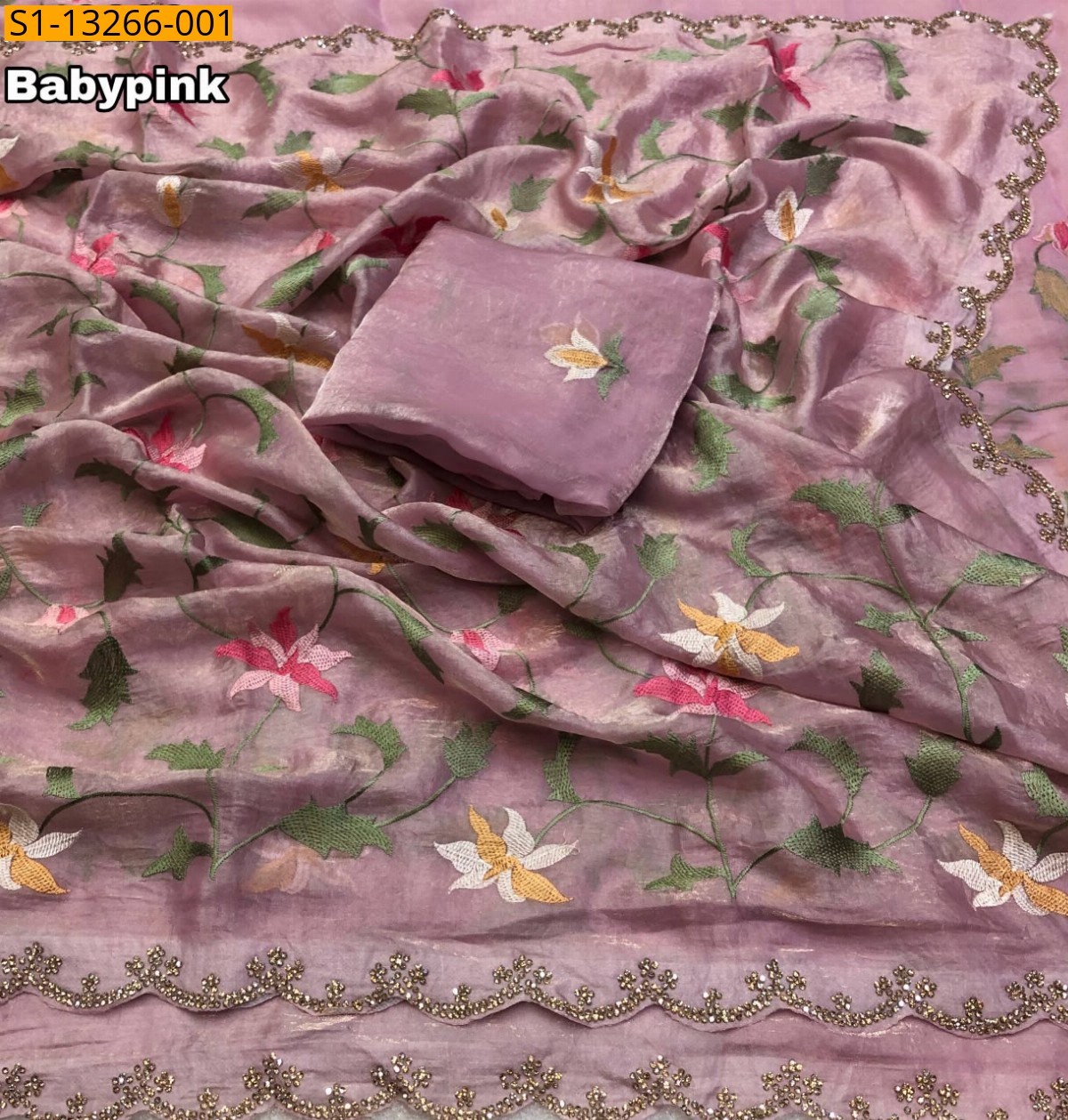 Baby Pink Fancy Soft Space Silk Saree