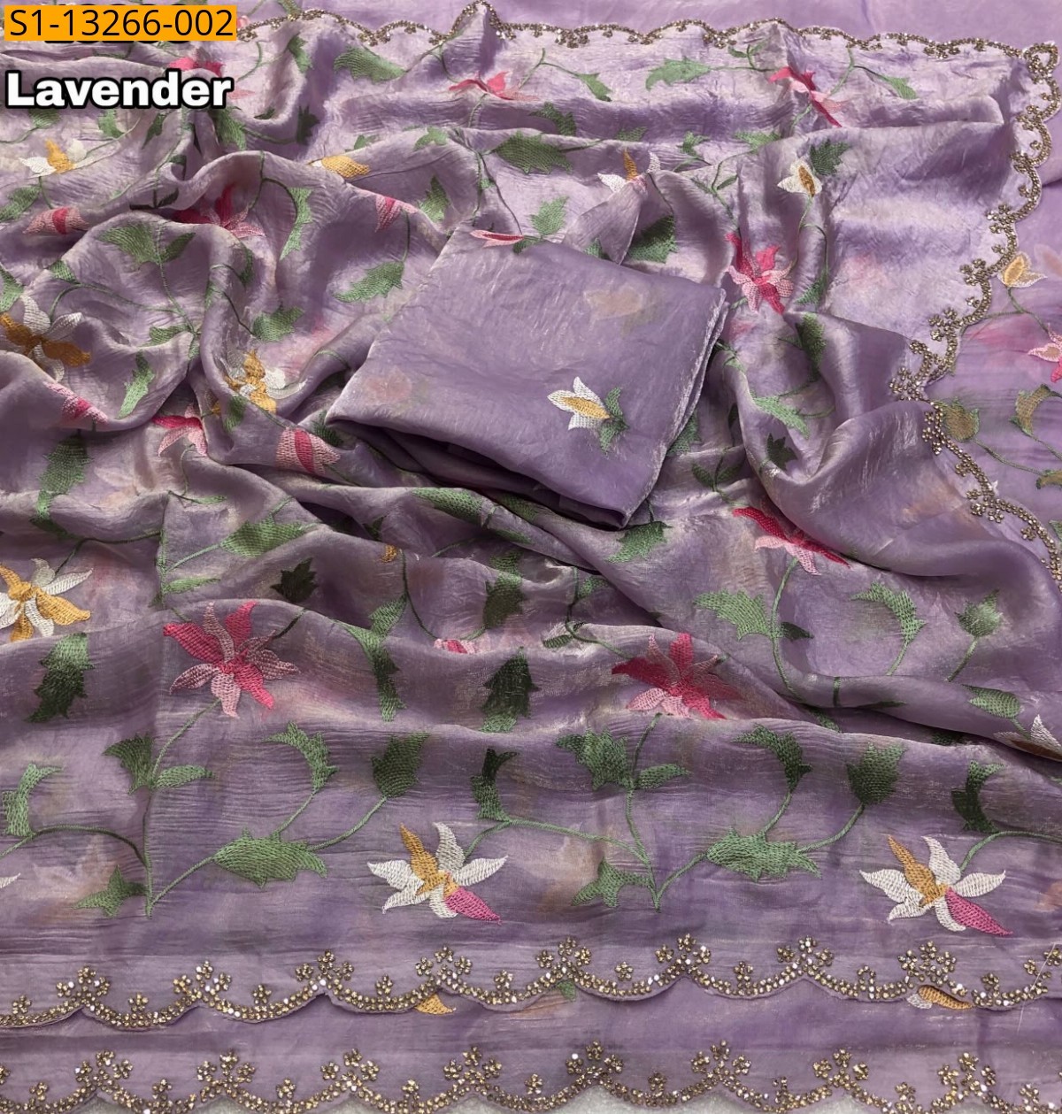 Lavender Fancy Soft Space Silk Saree