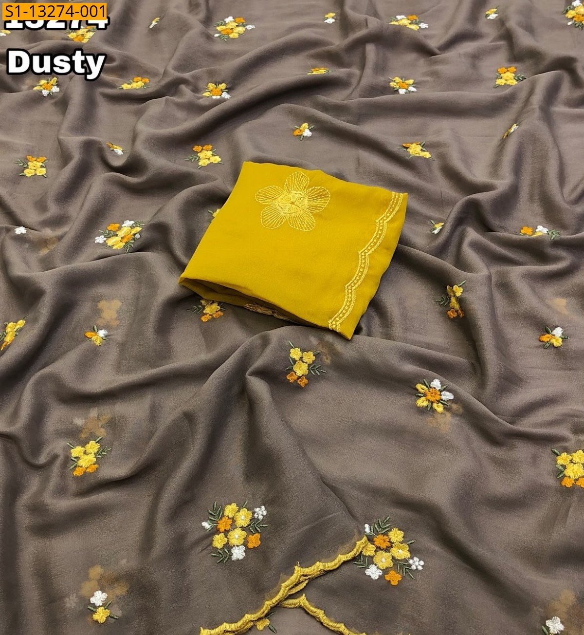 Dusty Fancy Star Georgette Saree