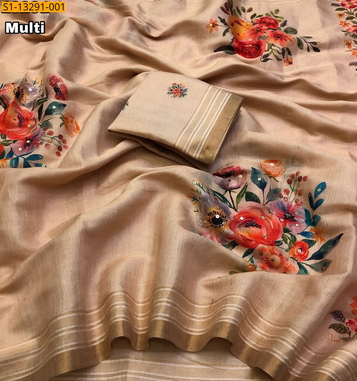 Multi Fancy Tissue Silk Saree