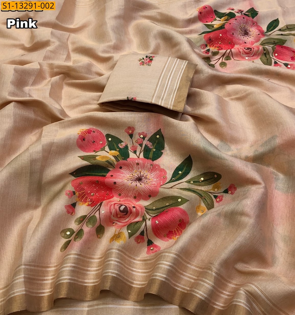 Pink Fancy Tissue Silk Saree