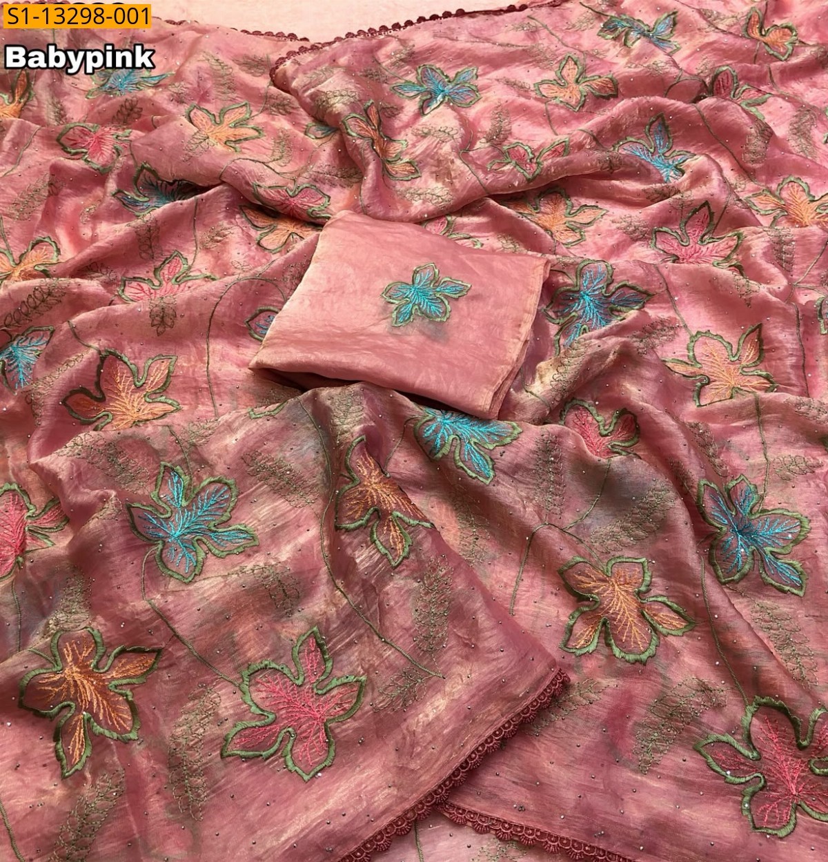 Baby Pink Fancy Space Silk Saree